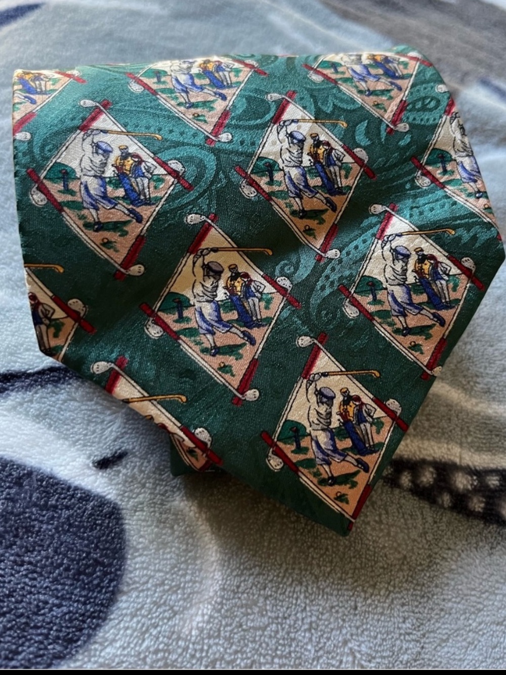 Jintande 100% Silk Green Golf Tie